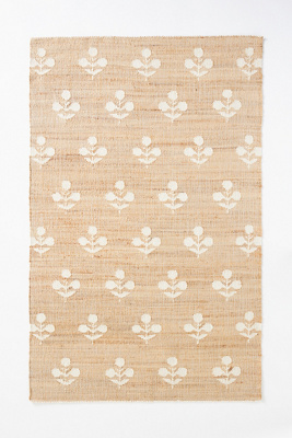 Anthropologie Flatwoven Erin Gates Floral Jute Rug