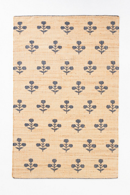 Anthropologie Flatwoven Erin Gates Floral Jute Rug
