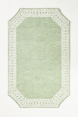 Anthropologie Avondale Hand-tufted Wool-viscose Blend Shaped Rug In Green