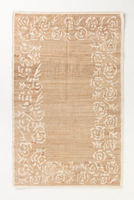 Jute Flatwoven Floral-Border Rug