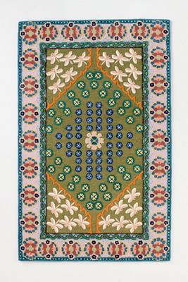 Annora Hand-Tufted Wool Dragonfly Border Rug