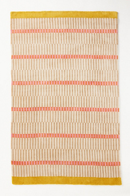 Anthropologie Tufted Wool & Viscose Blend Geometric Striped Rug