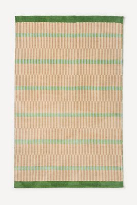 Hand-Loomed Wool & Jute Blend Geometric Striped Rug