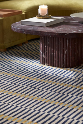 Anthropologie Tufted Wool & Viscose Blend Geometric Striped Rug