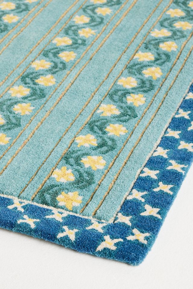 Printed Goods Tufted Wool Floral Striped Rug #2