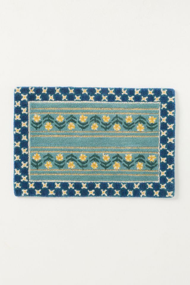 Printed Goods Tufted Wool Floral Striped Rug #3