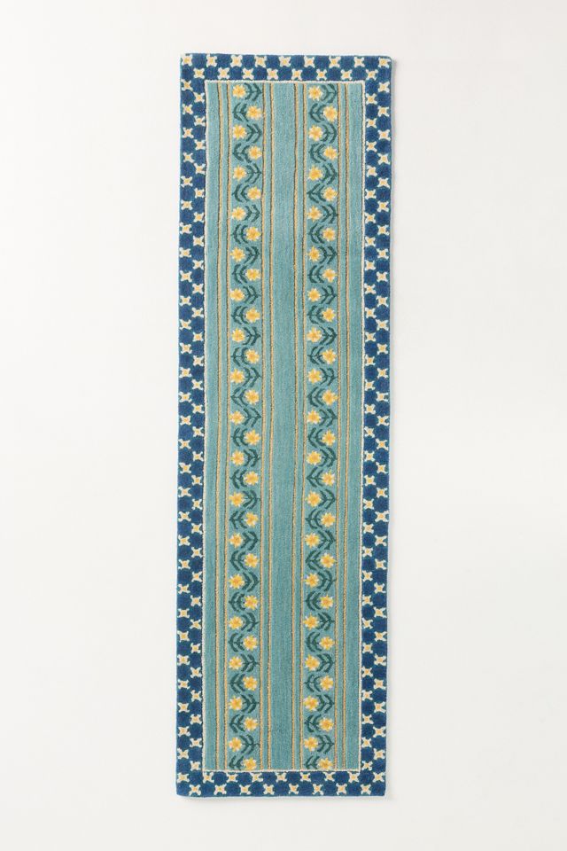 Printed Goods Tufted Wool Floral Striped Rug #4