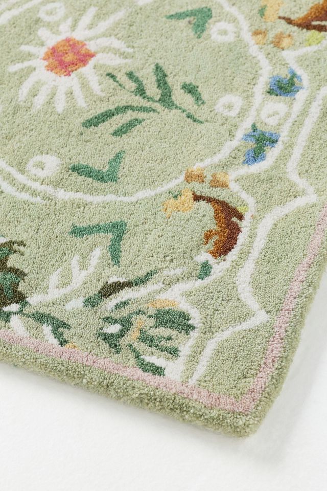 MINDTHEGAP Edelweiss Wool Hand-Tufted Floral Printed Rug #3