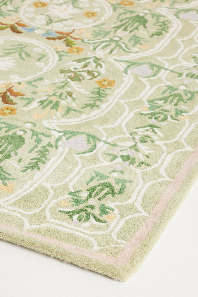 MINDTHEGAP Edelweiss Wool Hand-Tufted Floral Printed Rug #2