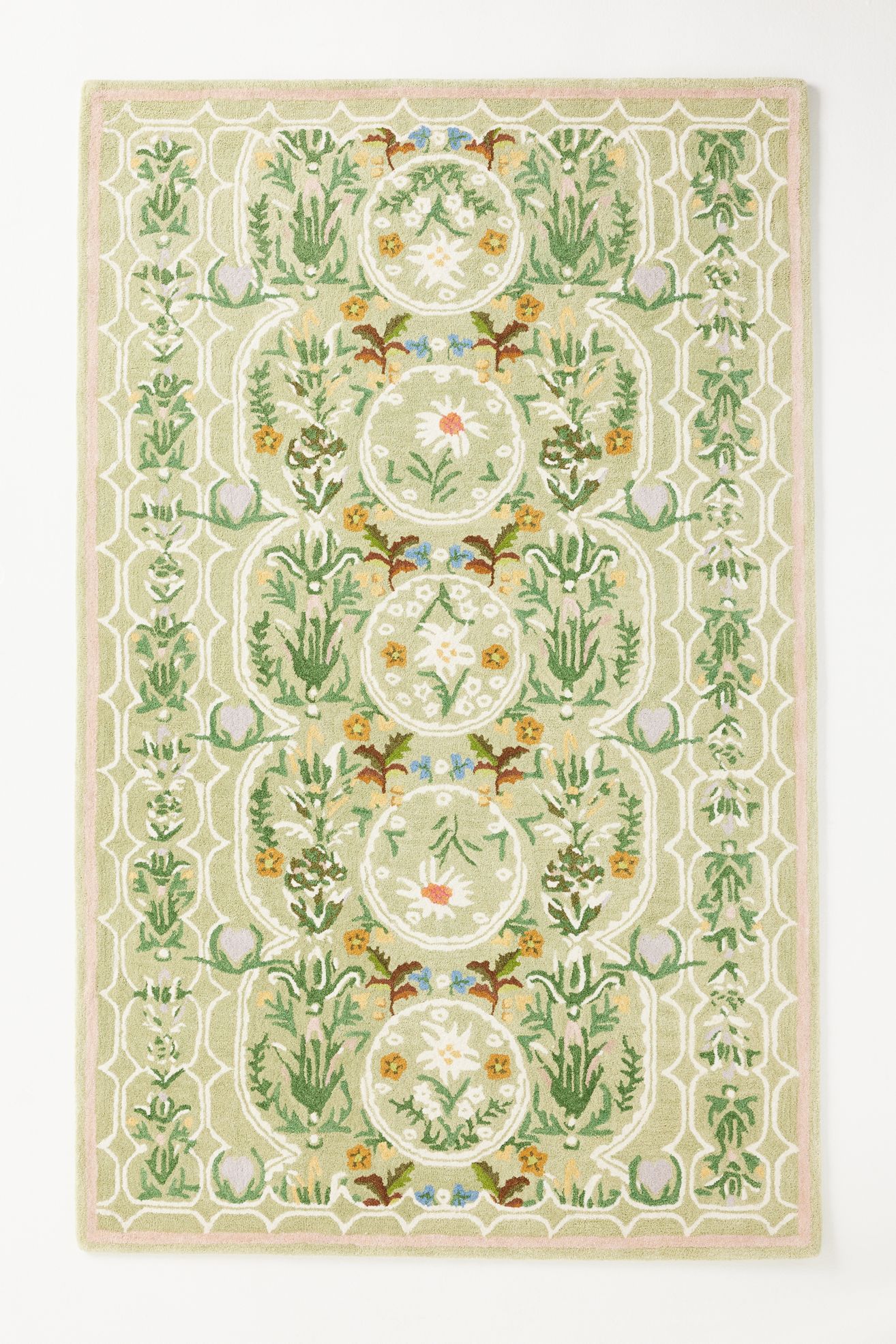 MINDTHEGAP Edelweiss Hand Tufted 100% Wool Floral Rug - Green, 3’ X 5’