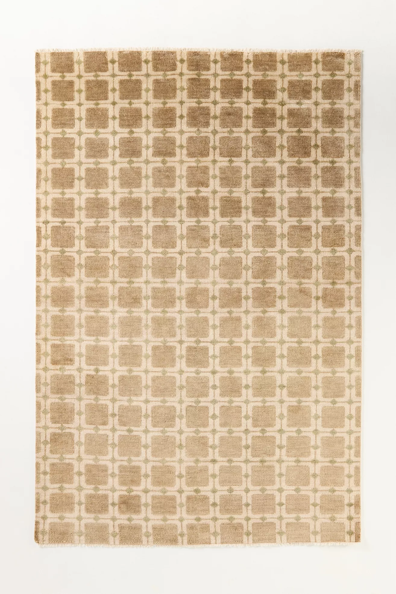 Hand-Knotted Geometric Wool Rug