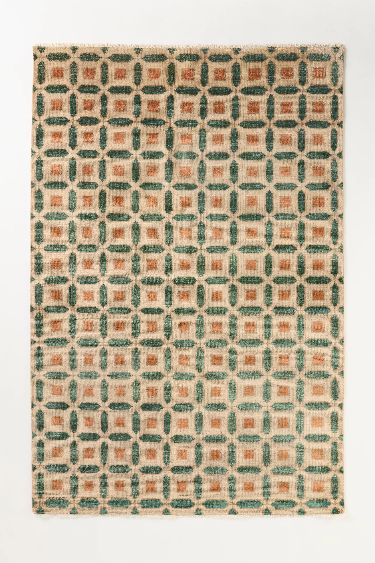 Hand-Knotted Geometric Wool Rug - thumbnail 3