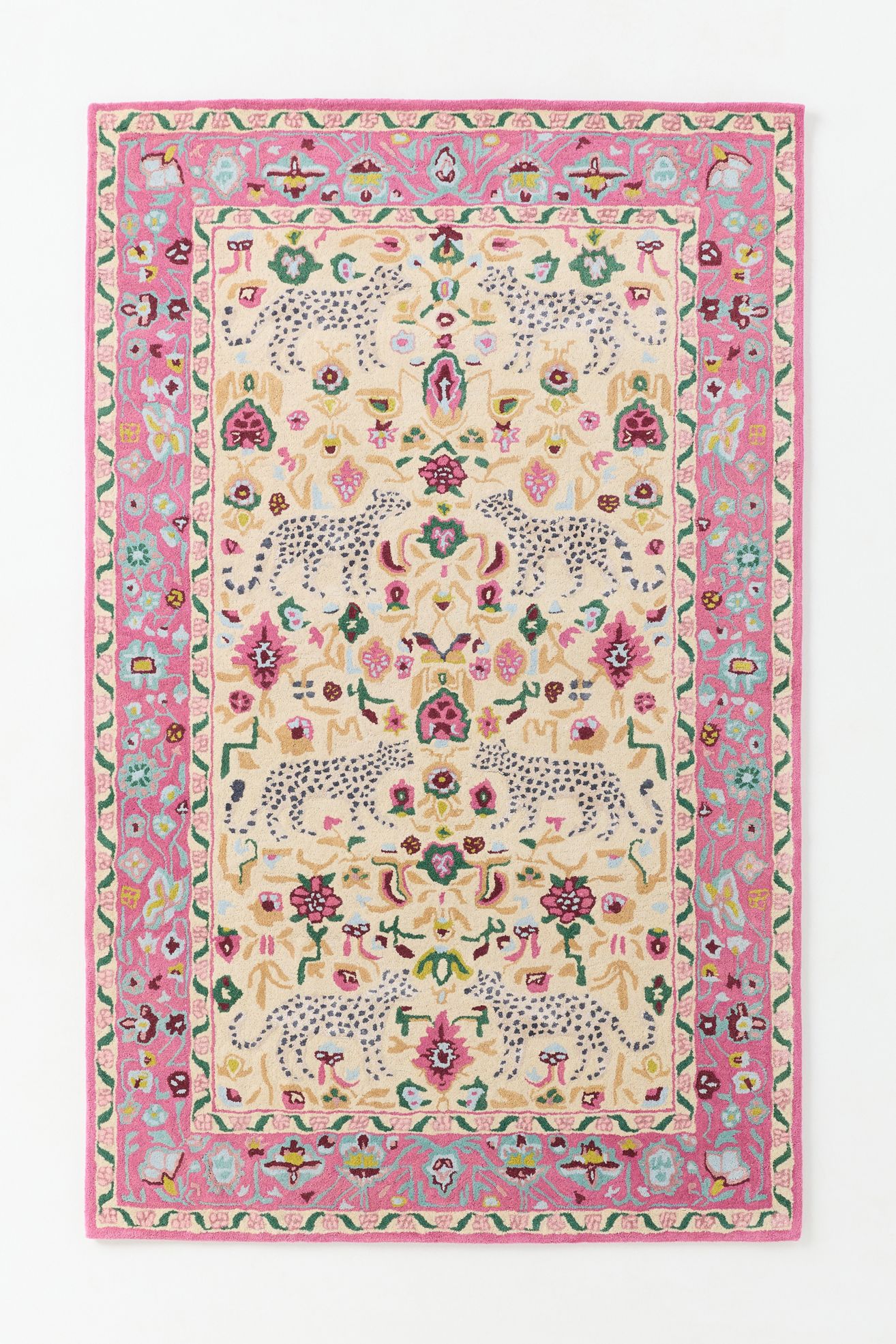 Parcie Hand Tufted Wool Blend Leopards Rug - Pink, 9’ X 12’