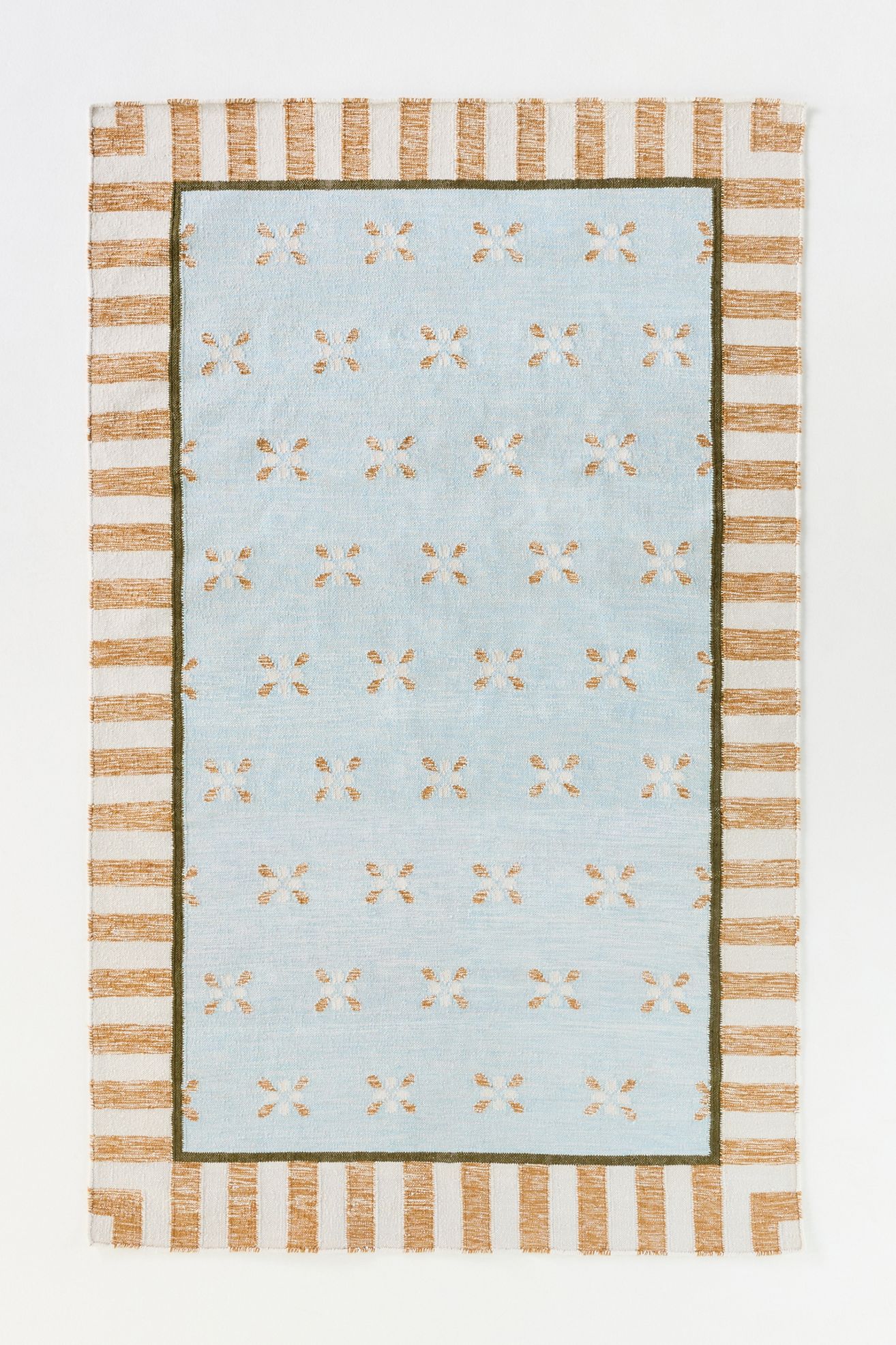 Bellus Flatwoven Indoor/Outdoor Striped Border Rug - Blue, 2.5’ X 9’