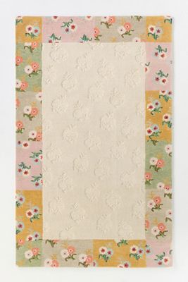 Mille Tufted Wool Floral Border Rug