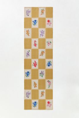 Aurora Flatwoven Indoor/Outdoor Floral Checkered Rug
