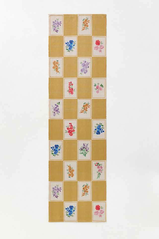Aurora Flatwoven Indoor/Outdoor Floral Checkered Rug #3