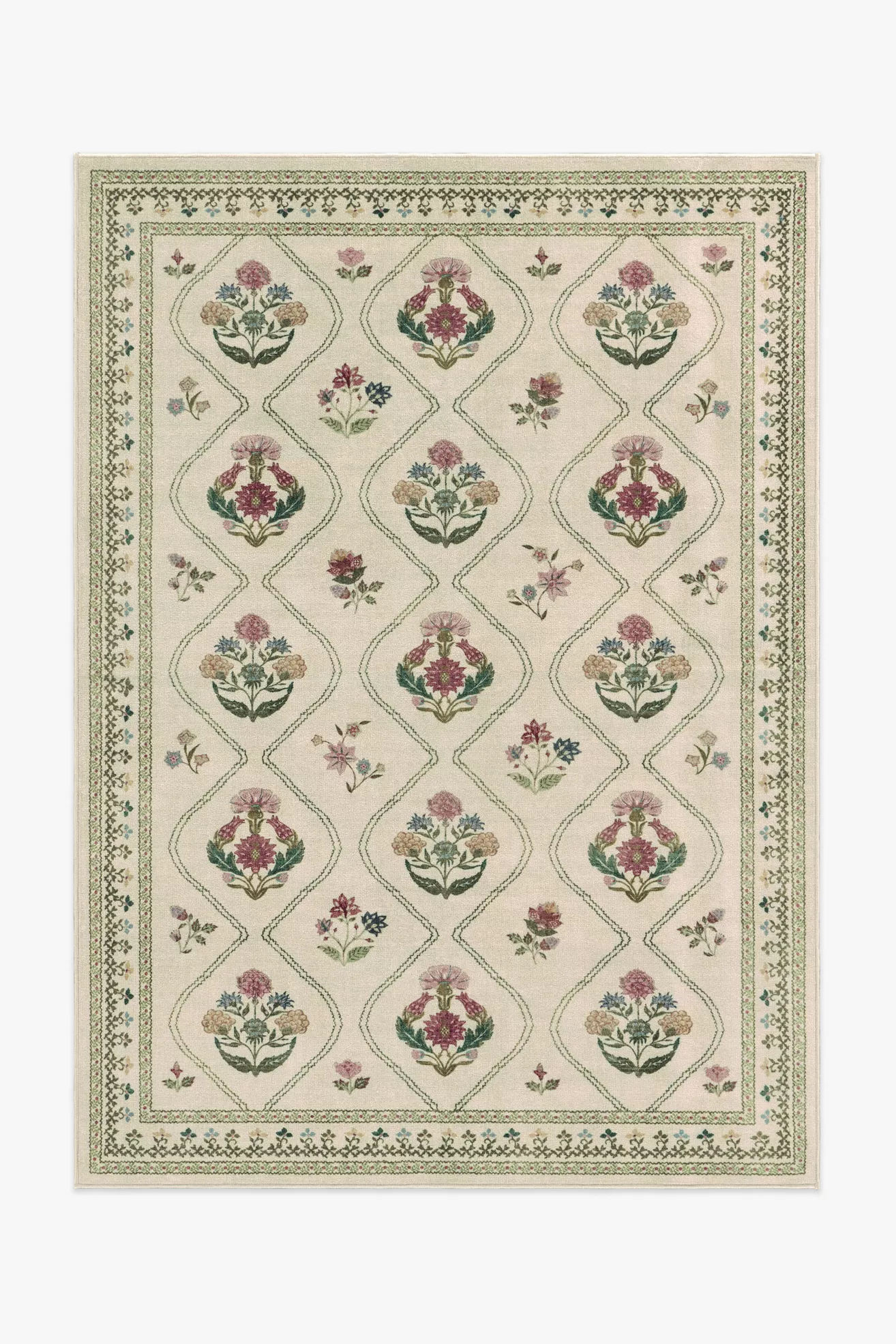 Ruggable Washable Trellis Floral Olivia Rug