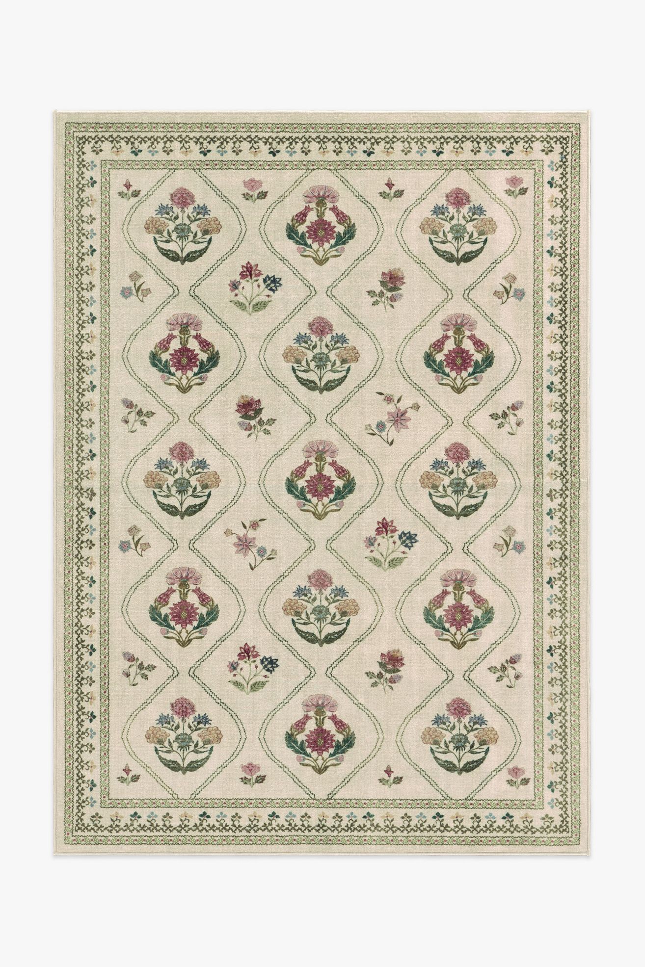 Ruggable Washable Trellis Floral Olivia Rug - Cream, 8' X 10'