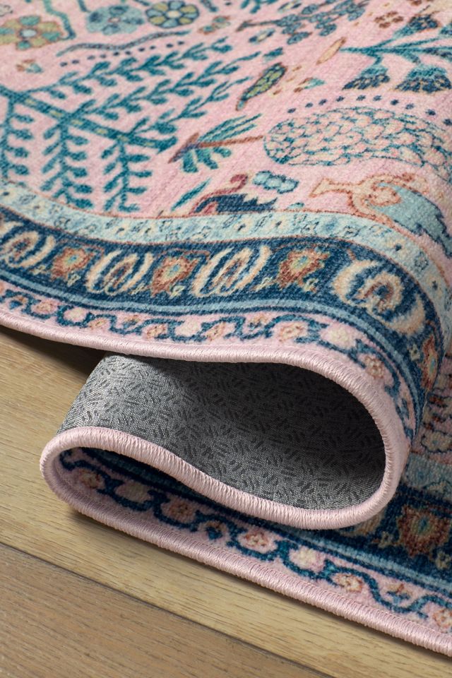 セール★【Anthropologie】ブルーのきれいな ブランケット Ruggable Washable Scenic Floral Julietta Rug | AnthroHome