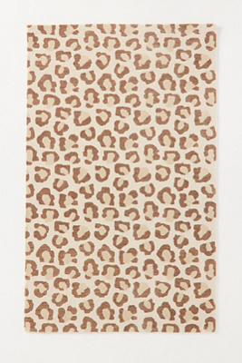 Anthropologie Tufted Wool Cheetah Rug In Animal Print