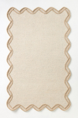 Tufted Wool Scalloped Border Rug