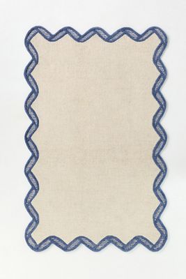 Hand Tufted 100% Wool Scalloped Border Rug