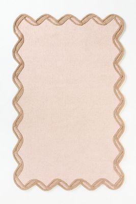 Tufted Wool Scalloped Border Rug