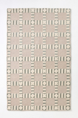 Anthropologie Tufted Wool Icon Checkerboard Rug In Neutral