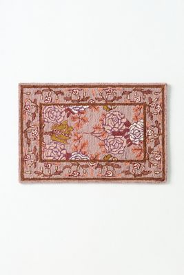 Tufted Hooked Wool Floral Border Rug