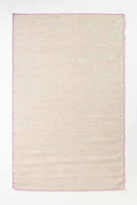 Anthropologie Flatwoven Wool Contrast-stitched Binding Rug In Neutral