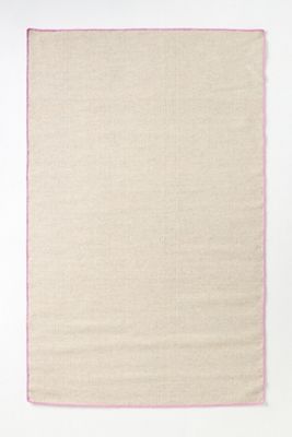 Flatwoven Wool Contrast-Stitched Binding Rug