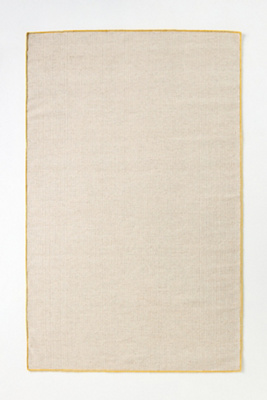 Anthropologie Flatwoven Wool Contrast-stitched Binding Rug In Neutral