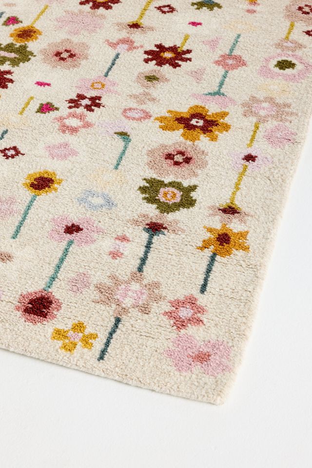 Kalina Hand-Knotted Wool Abstract Floral Rug #1