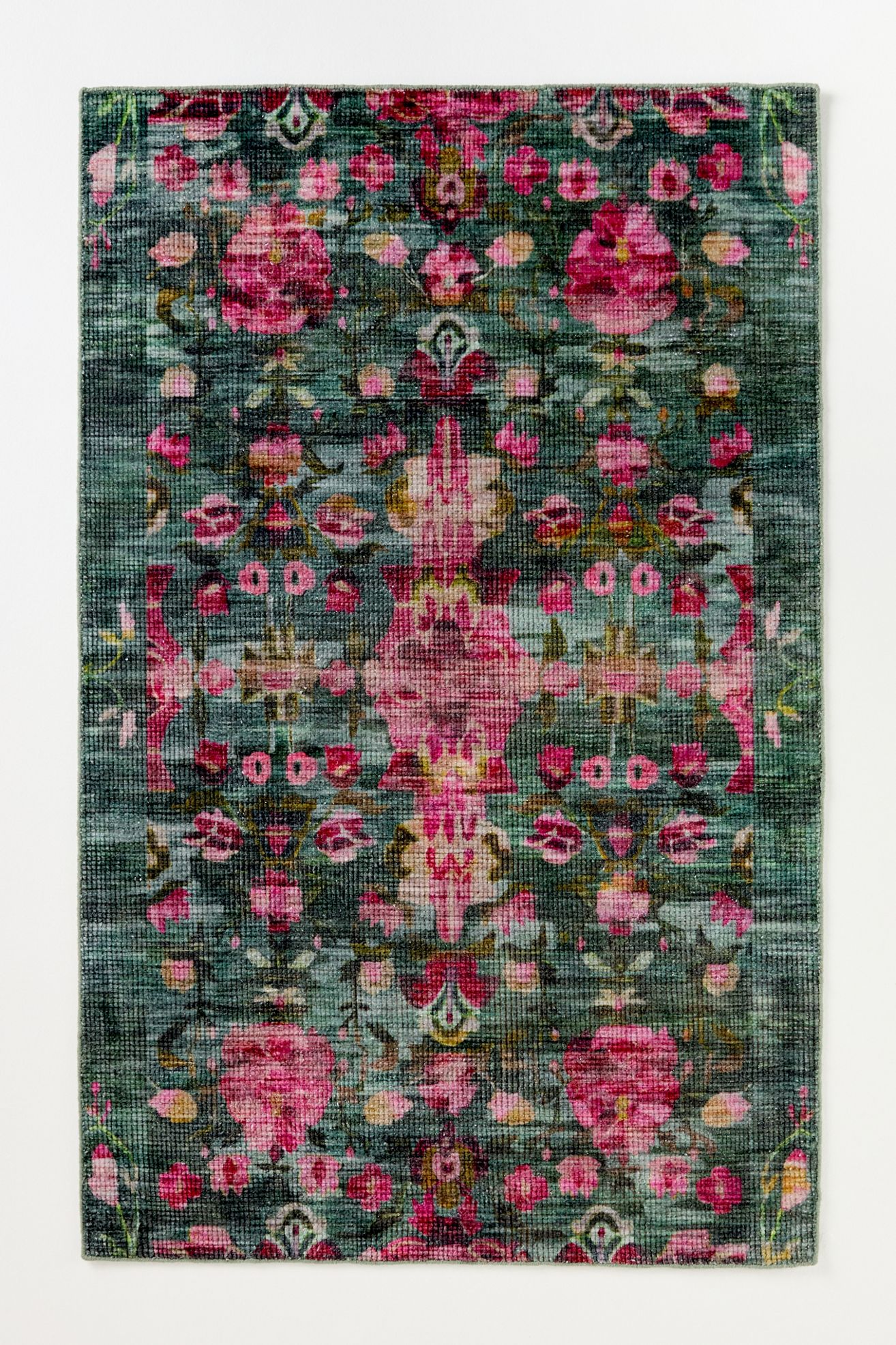 Ren Printed Easy-Care Floral Rug - Medium Pink, Standard, 9’ X 12’