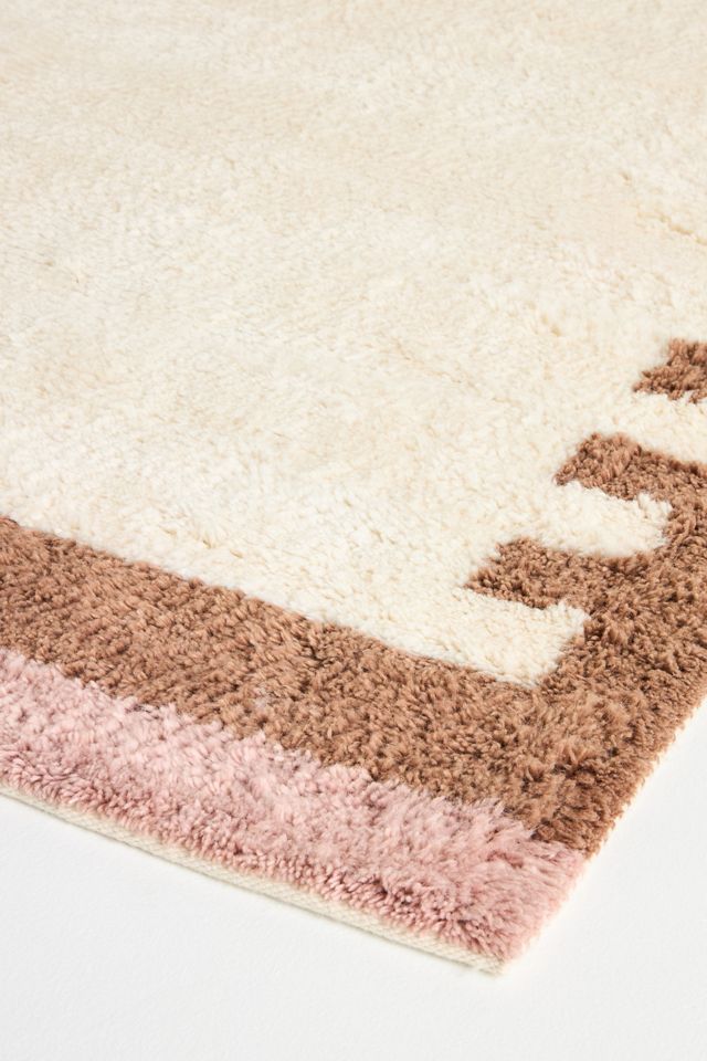 Tufted Wool Shag Color-Blocked Border Rug #1