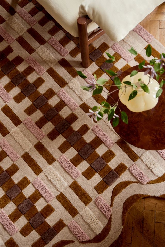Tufted Wool Geometric Scalloped Rug #6