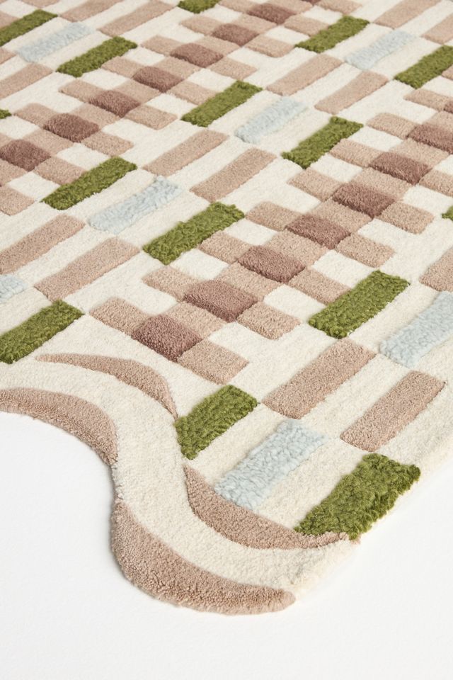 Tufted Wool Geometric Scalloped Rug #4