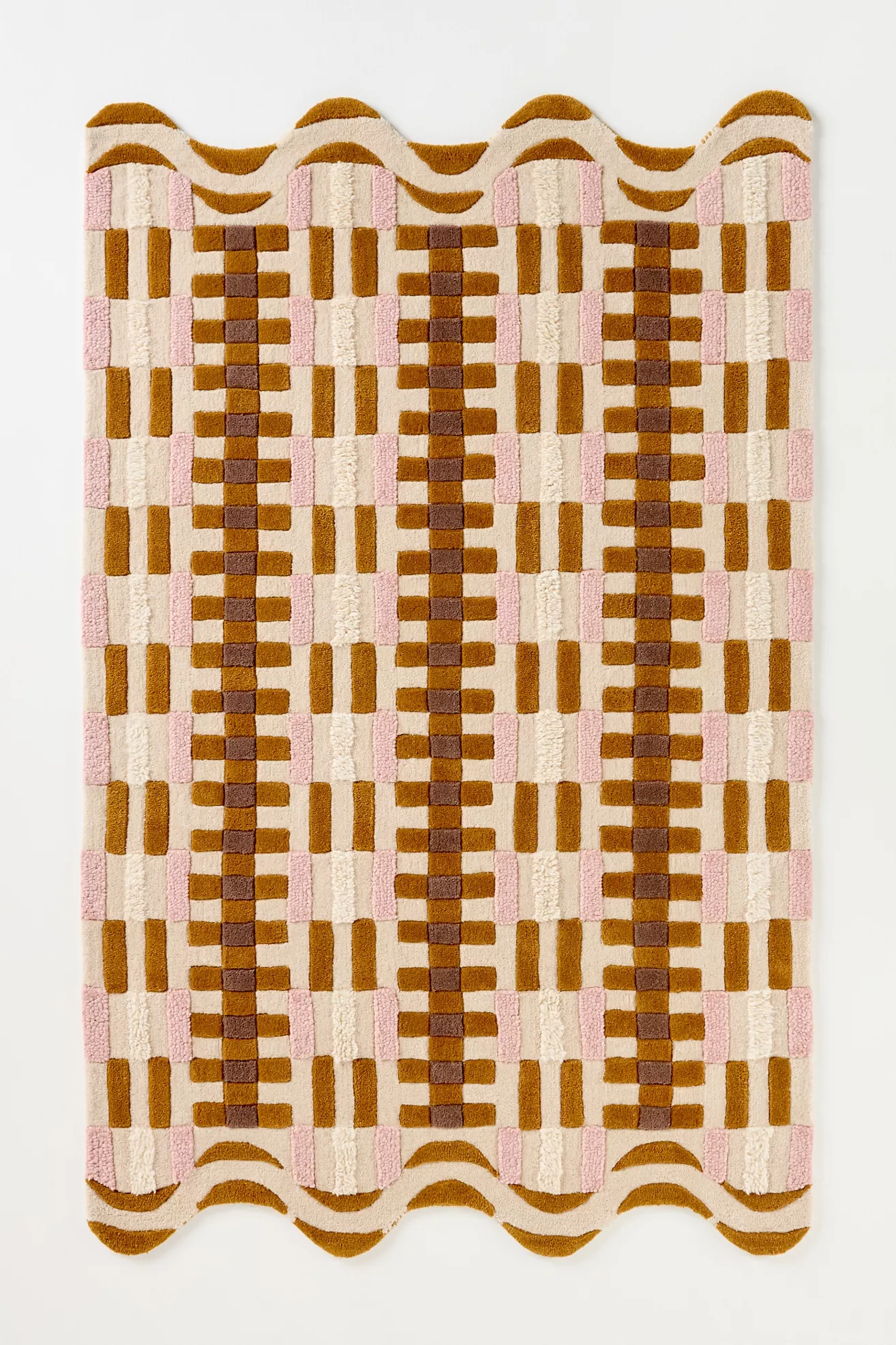 Hand Tufted 100% Wool Geometric Scalloped Rug - thumbnail 8