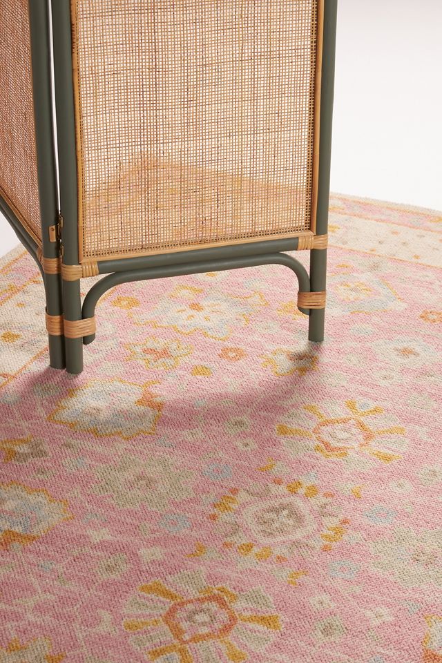 Anatolia Pink and Blue Tufted Wool Medallion Rug