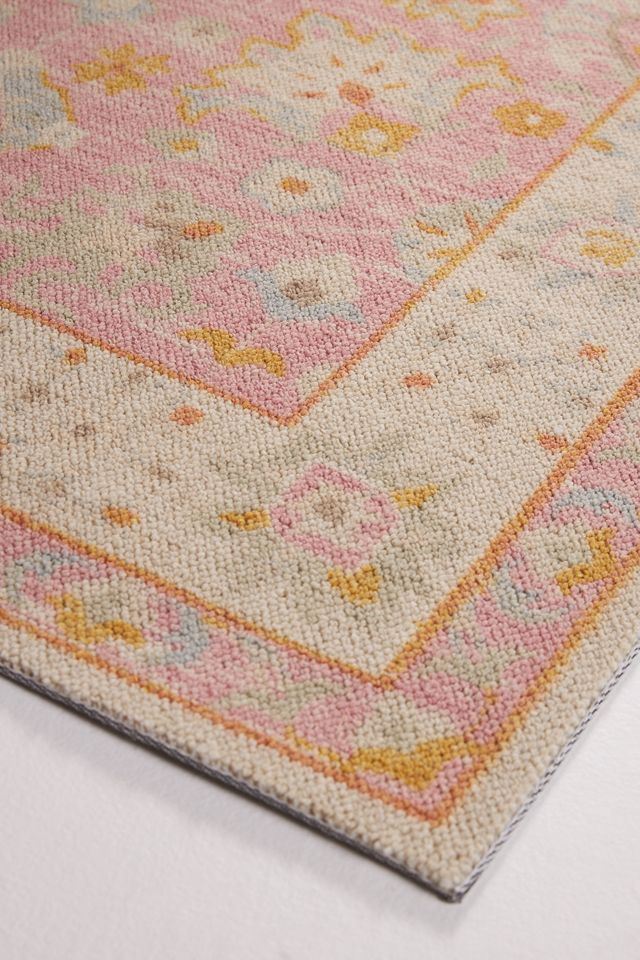Anatolia Pink and Blue Tufted Wool Medallion Rug