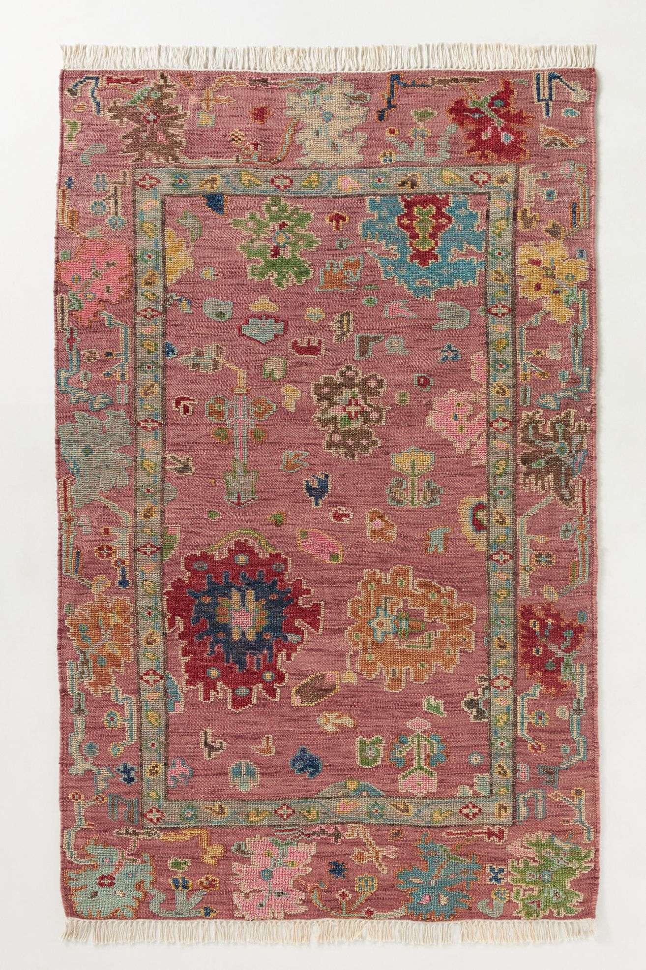Perry Wool Hand-Knotted Persian-Inspired Rug - Berry, 2’ X 3’