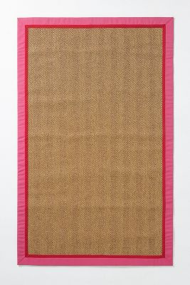 Anthropologie Flatwoven Double Border Performance Rug In Brown