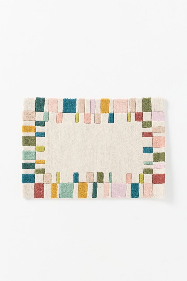 Hand Tufted 100% Wool Geometric Border Rug #3