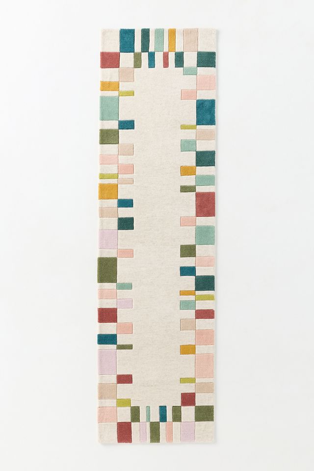 Hand Tufted 100% Wool Geometric Border Rug #4