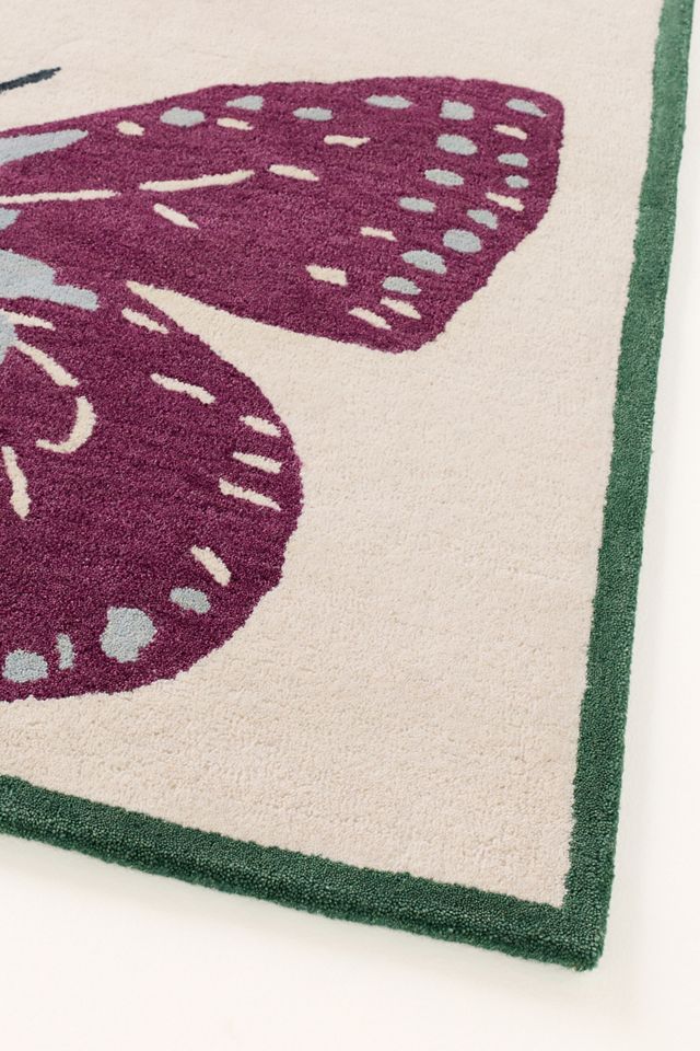 Hand Tufted 100% Wool Butterfly Rug #2