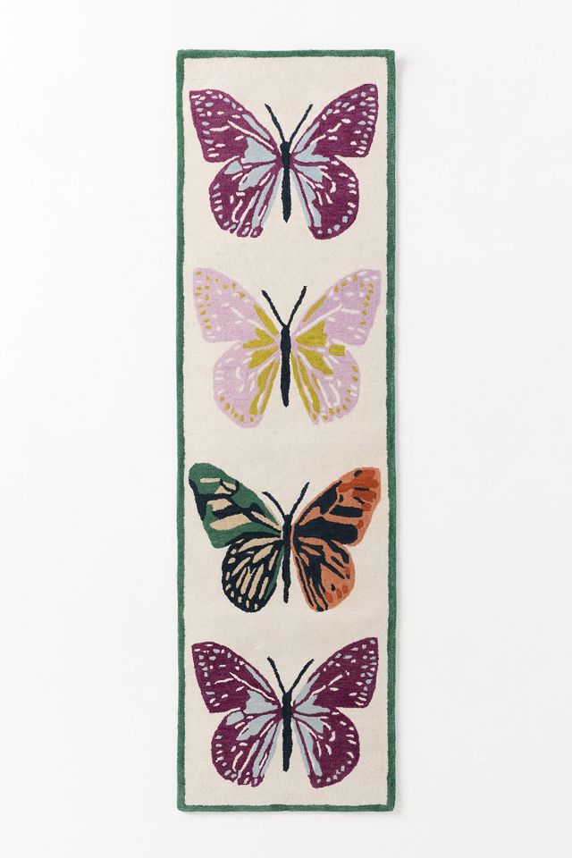 Hand Tufted 100% Wool Butterfly Rug #4