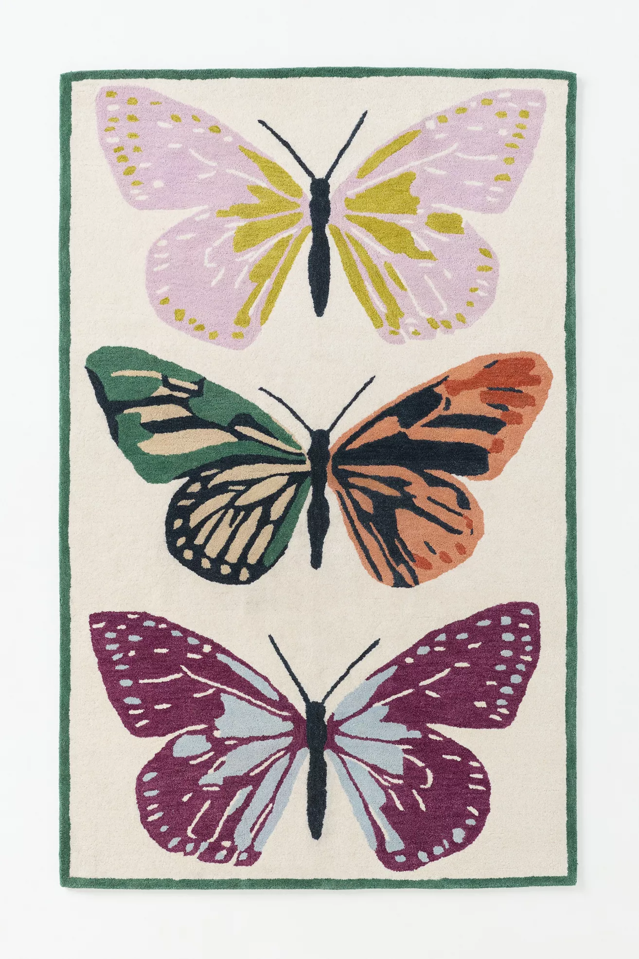 Hand Tufted 100% Wool Butterfly Rug - thumbnail 2