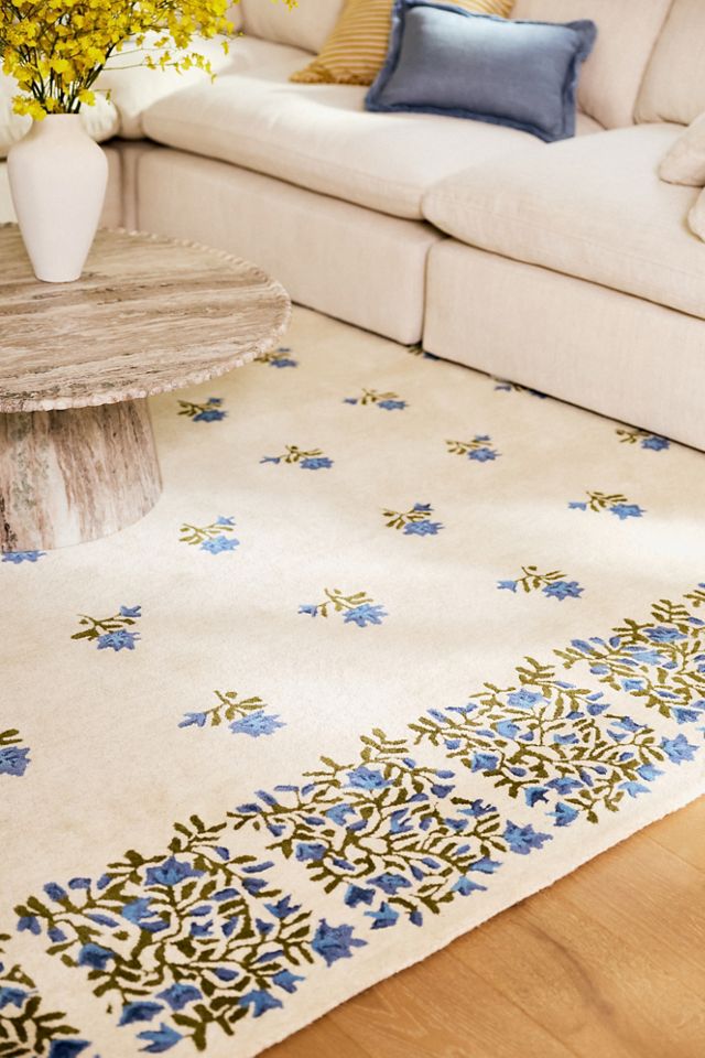 ☆美品 花柄　PaulSmith super120’s ウール100 Oliver Hand Tufted 100% Wool Floral Border Rug | AnthroHome