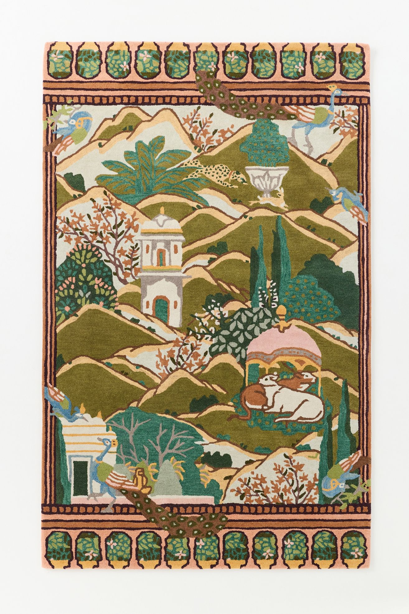 MINDTHEGAP Gardens of Jaipur Tufted Wool Rug - Dark Green, Standard, 2.5’ X 9’